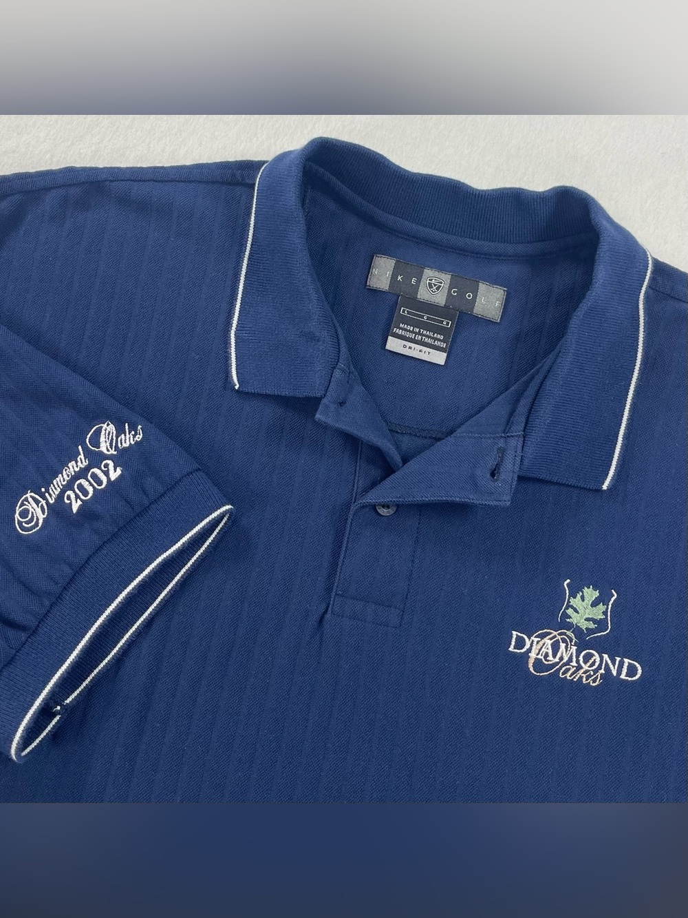 Vintage Nike Golf Polo Shirt Mens L Navy Diamond Oaks 2002 Golf Classic Retro
